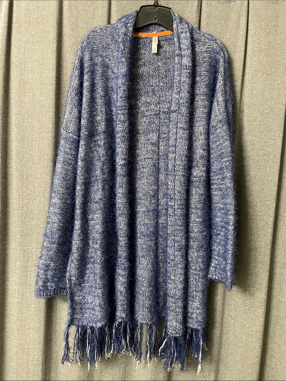 Xhilaration Marled Blue Open-Front Fringe Cardigan